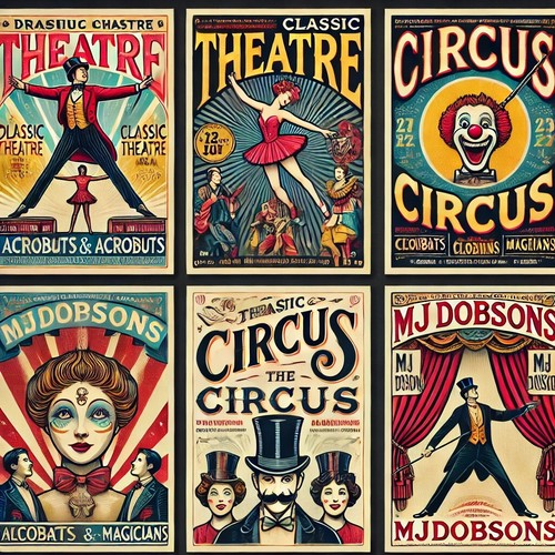 Vintage circus theatre - vintage, poster